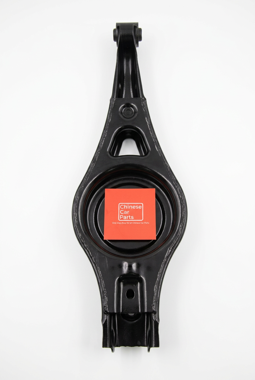 Jetour T2 rear lower arm with Chinese Car Parts card on a white background