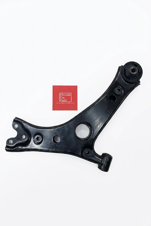 Jetour T2 front lower control arm RH with red Chinese Car Parts card on a plain white background