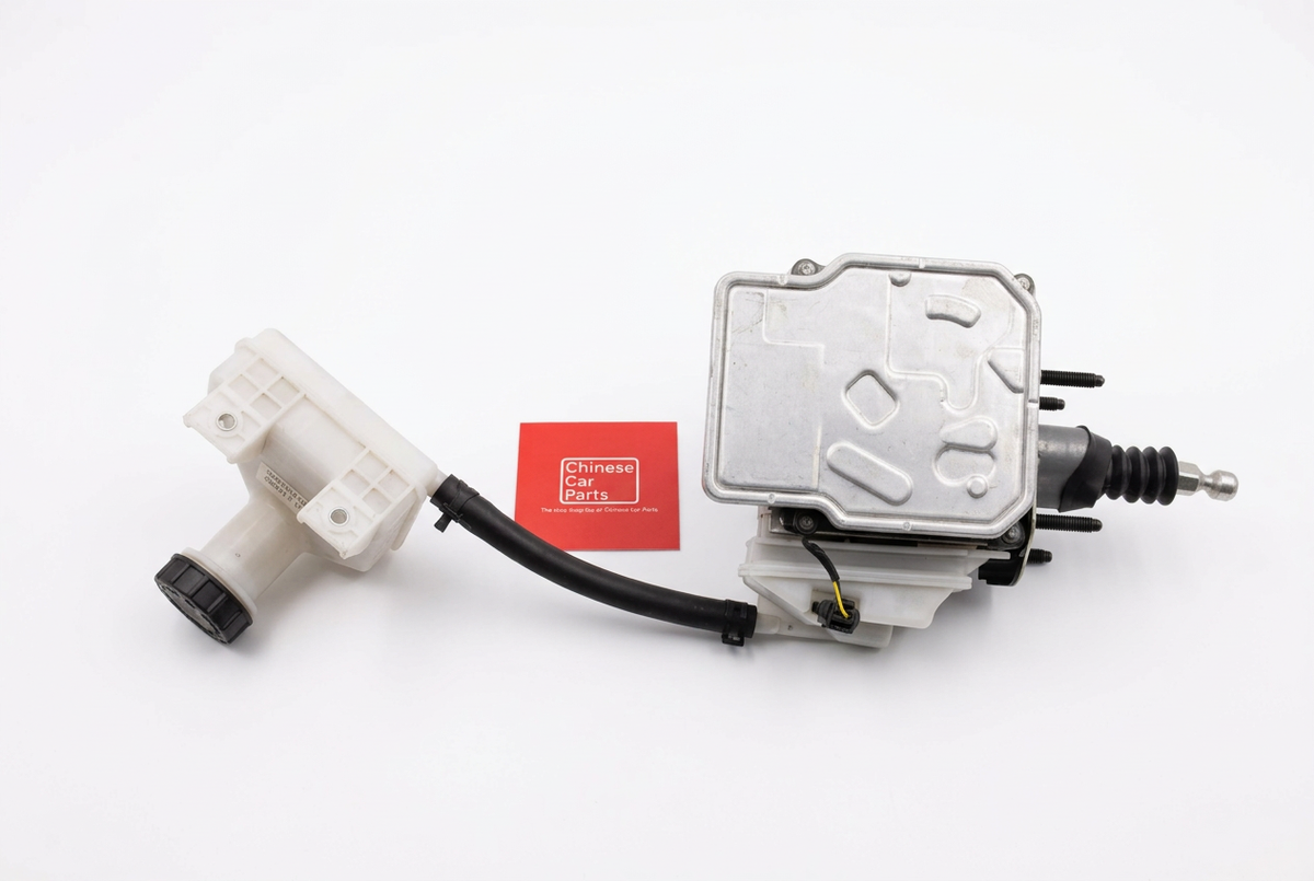 Jetour T1 brake fluid reservoir with electric booster assembly on a white background, view 3